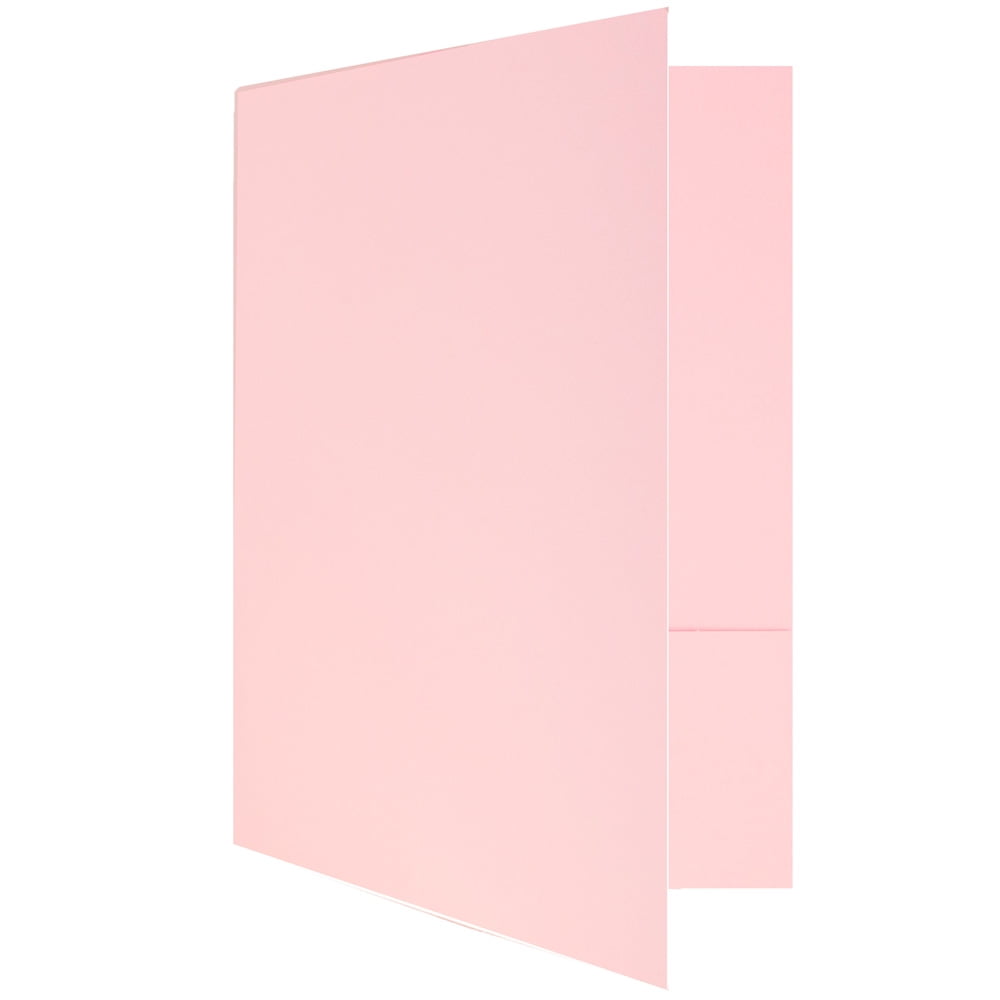 JAM Paper Matte Two Pocket Folders, Baby Pink, 50/Pack