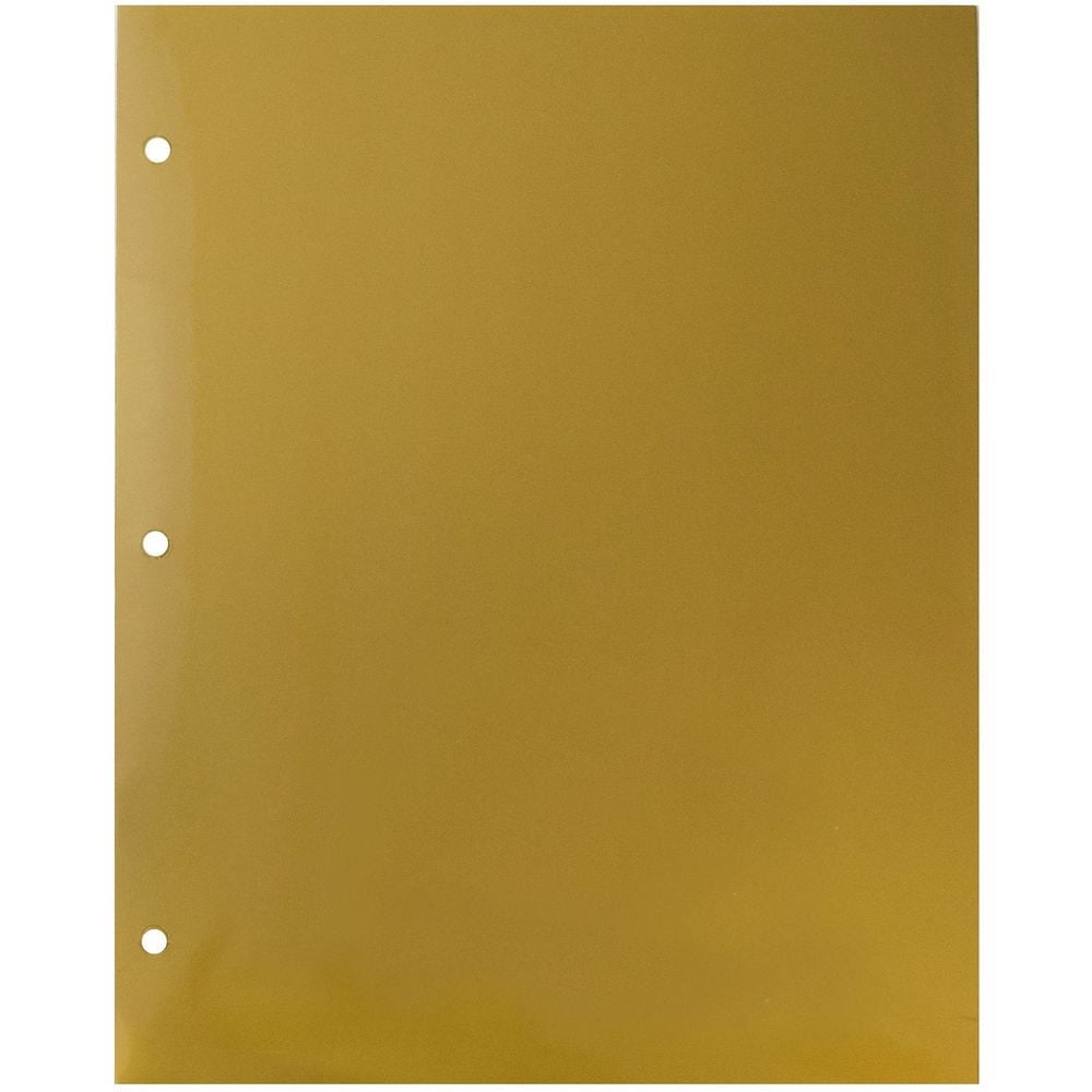 JAM Paper Glossy 3 Hole Punch Folders, Gold, 25/Pack