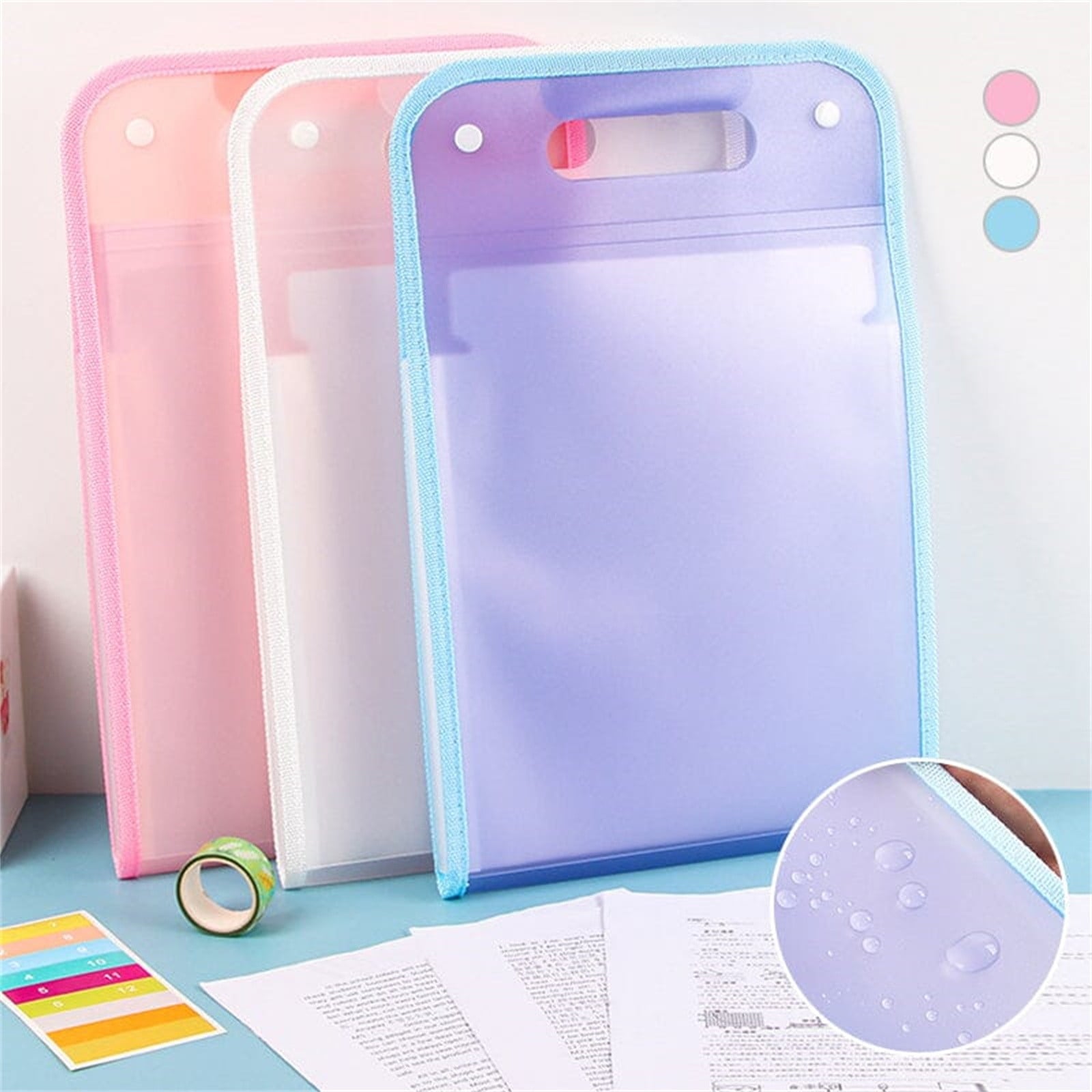 Ikeay Folder Clearance,Folder Data Storage Blueplastic File Folder Extended Folder with Snap Button Closure Legal Size Large Accordion File Pouch