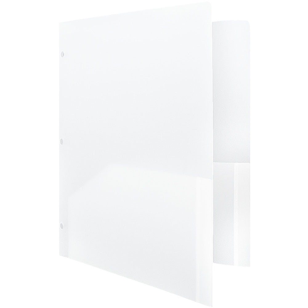 JAM Paper Heavy Duty Plastic 3 Hole Punch School Folders with Pockets, Clear, 6 per Pack