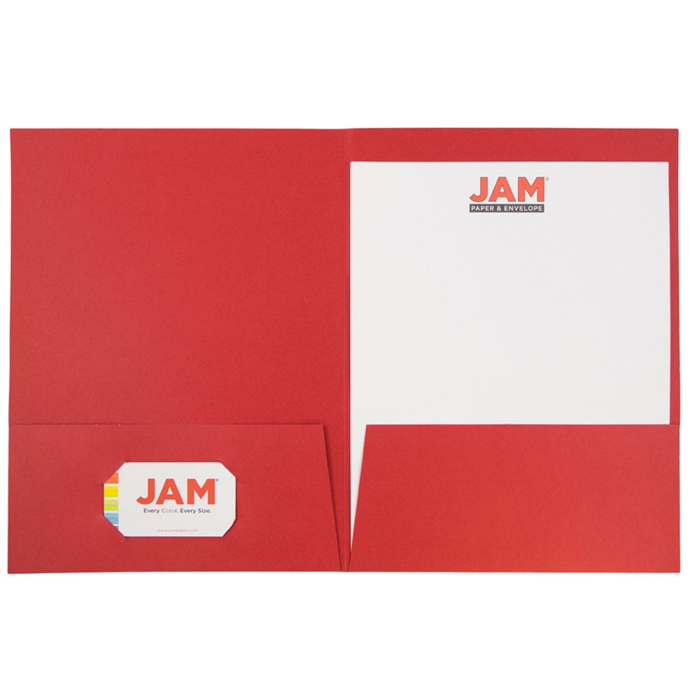 JAM Paper Linen Two Pocket Folders, Red, 6 per Pack