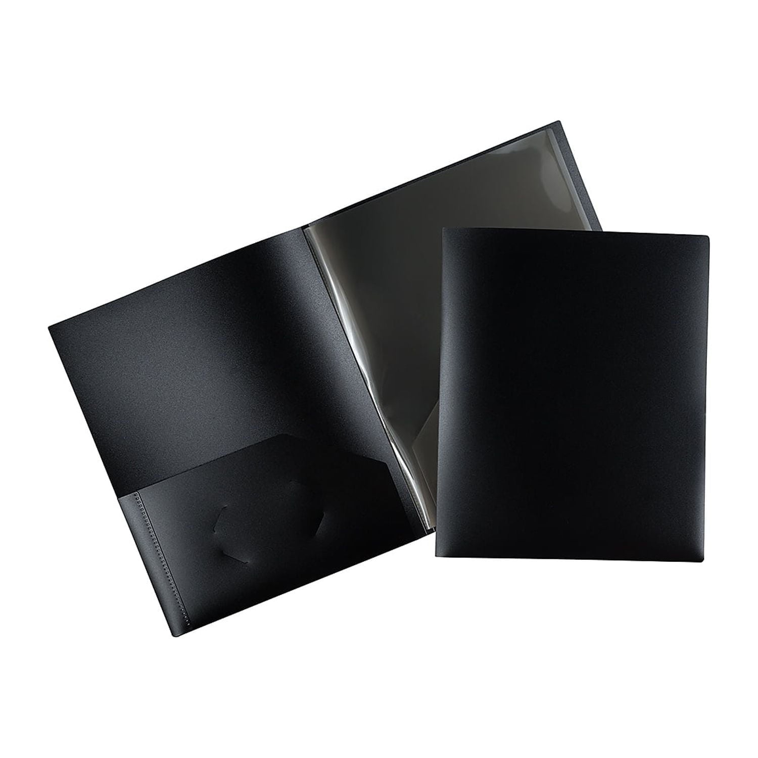 JAM Paper Heavy Duty Plastic Multi Pocket Folders, 6 Pocket Organizer, Black, 2/Pack