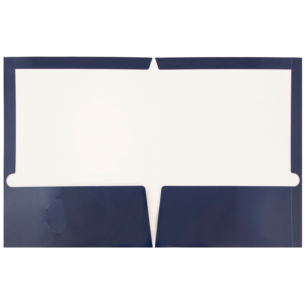 JAM Paper Glossy Two Pocket Folders, Navy Blue, 25 per Pack
