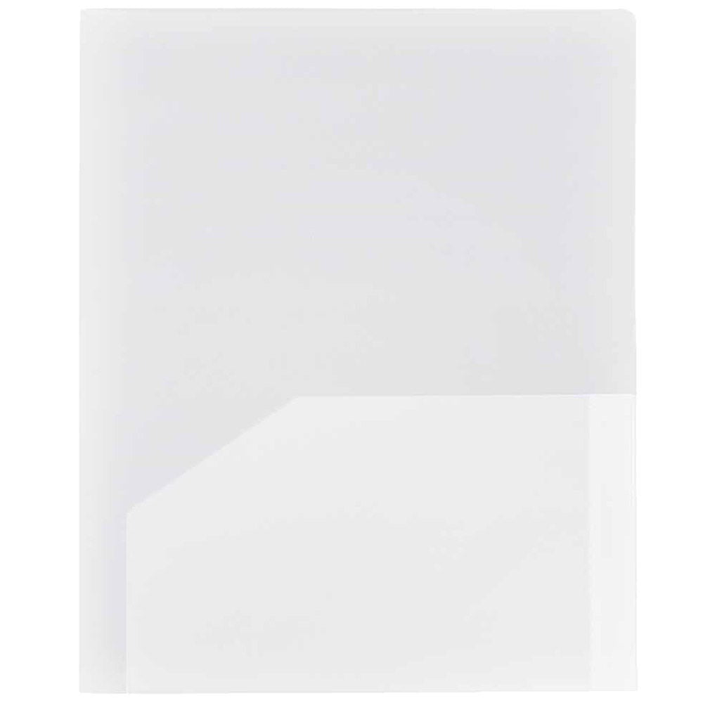 JAM Paper Heavy Duty Plastic 2 Pocket School Folders, Clear, 3/Pack