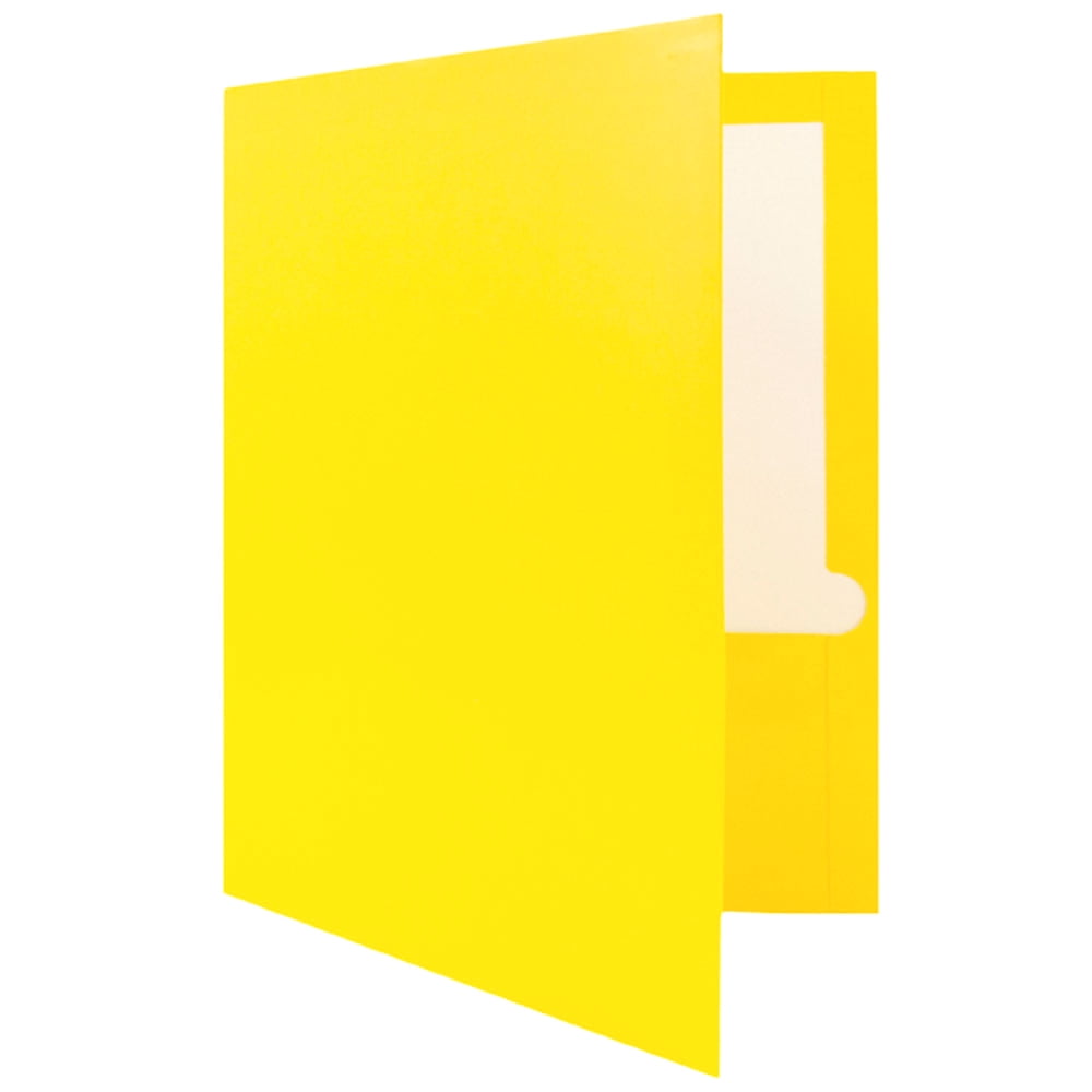 JAM Paper Glossy Two Pocket Folders, Yellow, 50/Pack