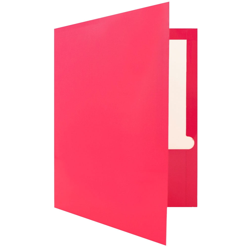 JAM Paper Glossy Two Pocket Folders, Fuchsia Pink, 6 per Pack