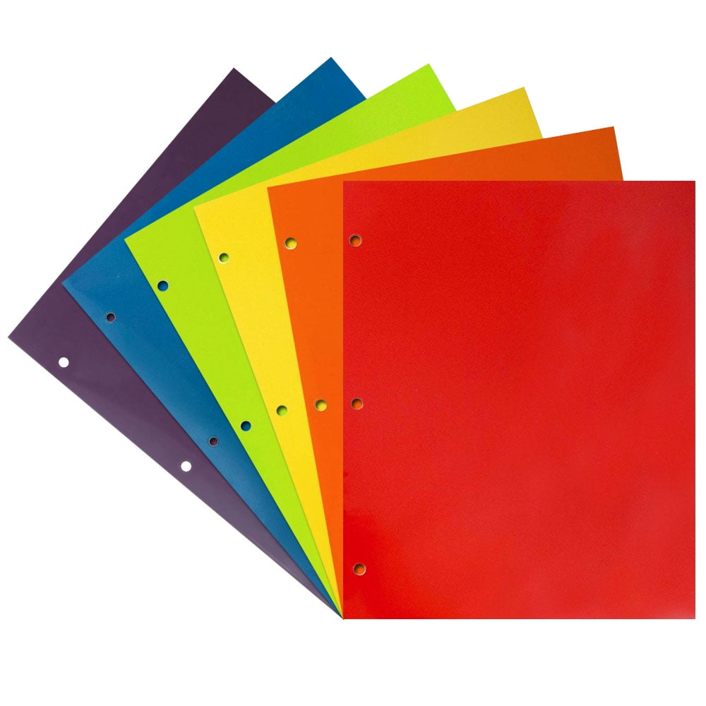 JAM Paper Glossy 3 Hole Punch Folders, Assorted, 12/Pack