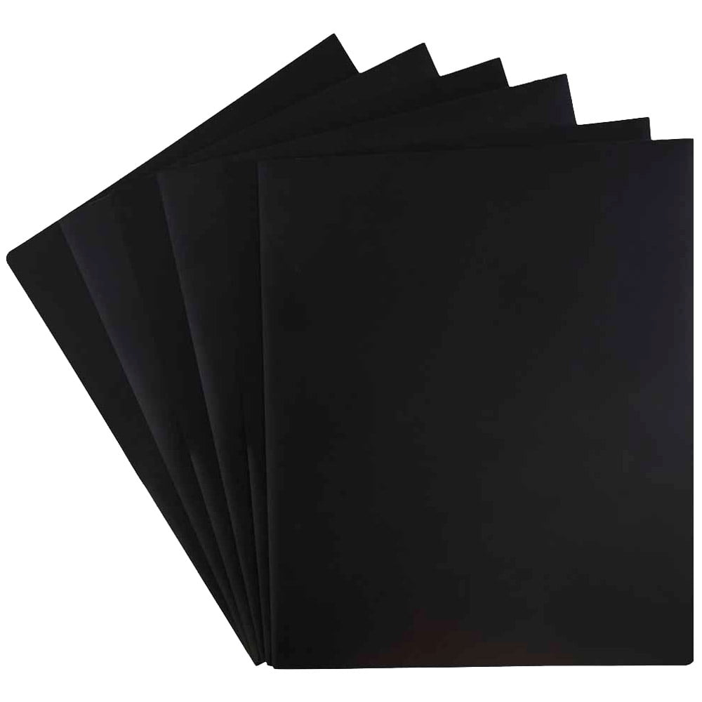 JAM Paper Heavy Duty Plastic 2 Pocket Presentation Folders, Black, 6 Pack