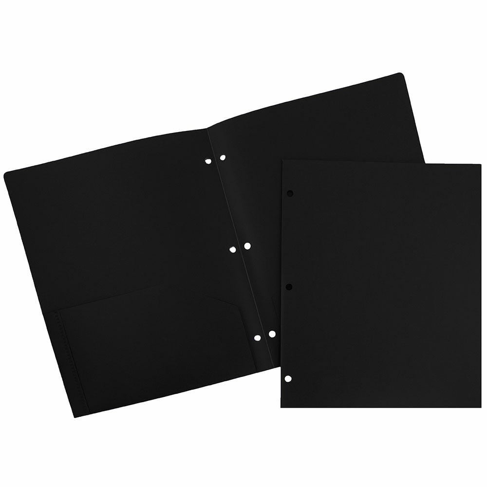 JAM Paper Letter Size 2-Pockets Pocket Folders, Black, 3 Count