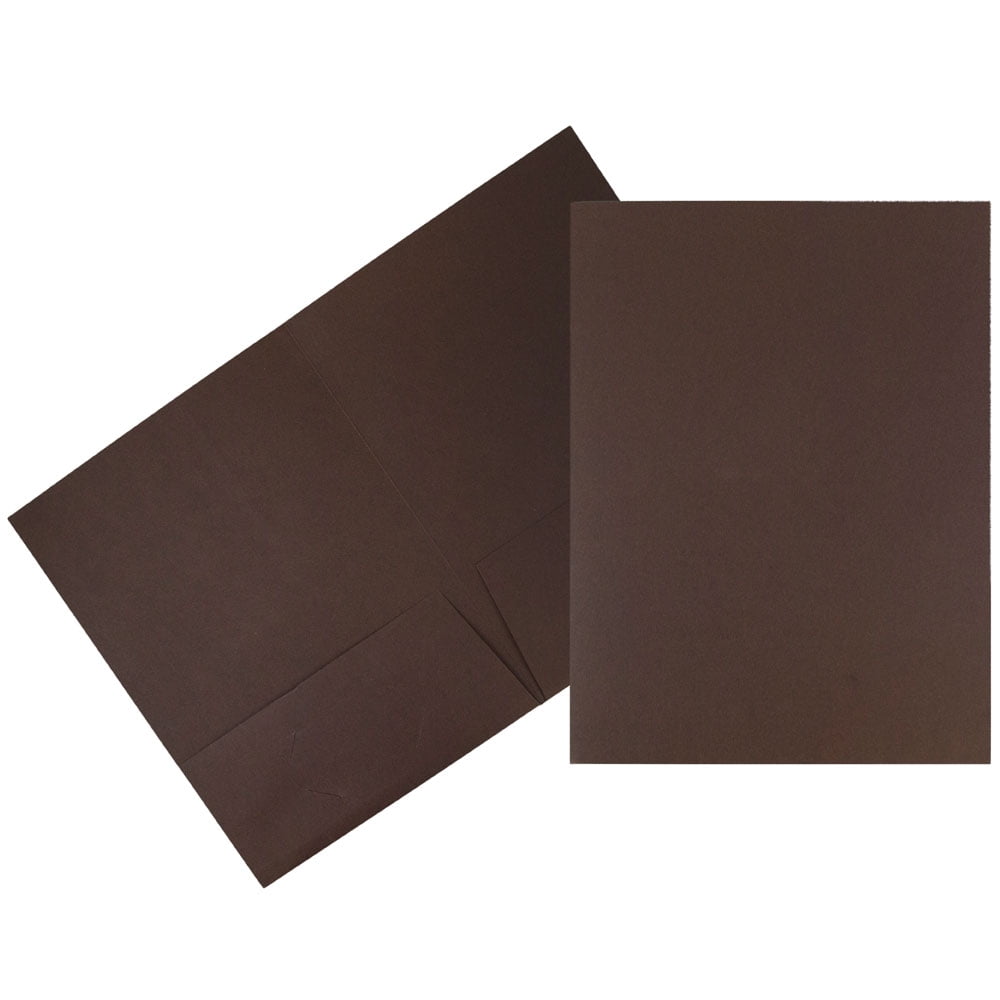 JAM Paper Linen Two Pocket Folders, Chocolate Brown, 6/Pack