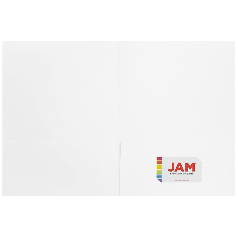 JAM Paper Matte Two Pocket Folders, White, 6 per Pack