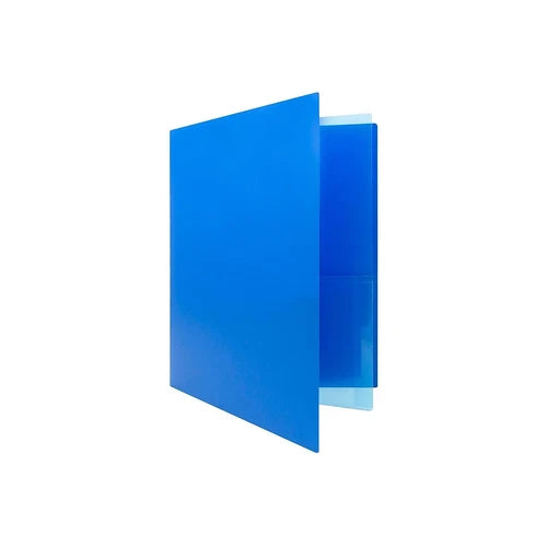 Jam Paper Heavy Duty Plastic Multi-Pocket Folders 4 Pocket Organizer Blue