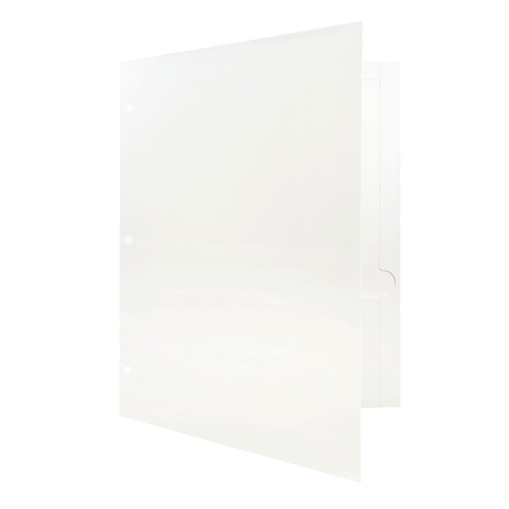 JAM Paper Glossy 3 Hole Punch Folders, White, 6/Pack