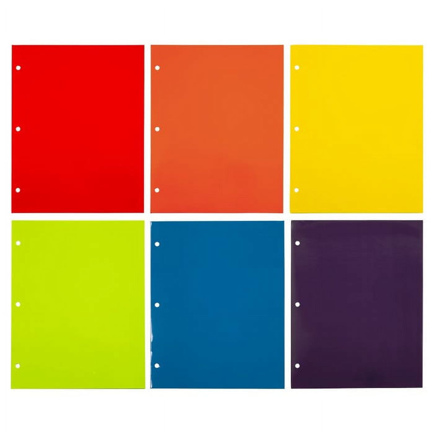 JAM Paper Glossy 3 Hole Punch Folders, Multicolor, 6 per Pack