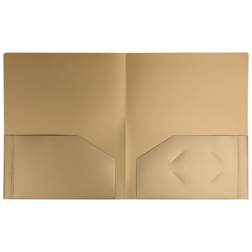 JAM Paper Heavy Duty Plastic 2 Pocket Extra Tough School Folders, Gold, Bulk 48/Pack