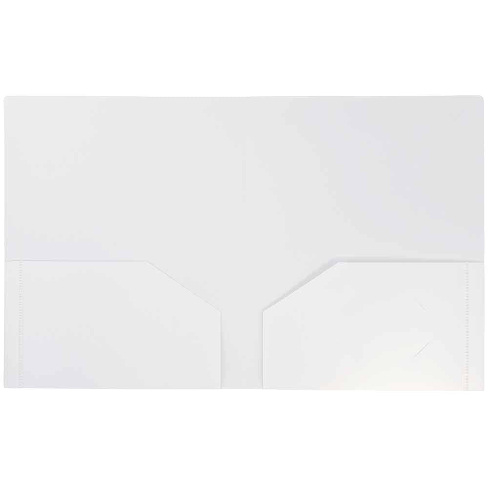 JAM Paper Heavy Duty Plastic 2 Pocket Extra Tough School Folders, White, Bulk 144/Box