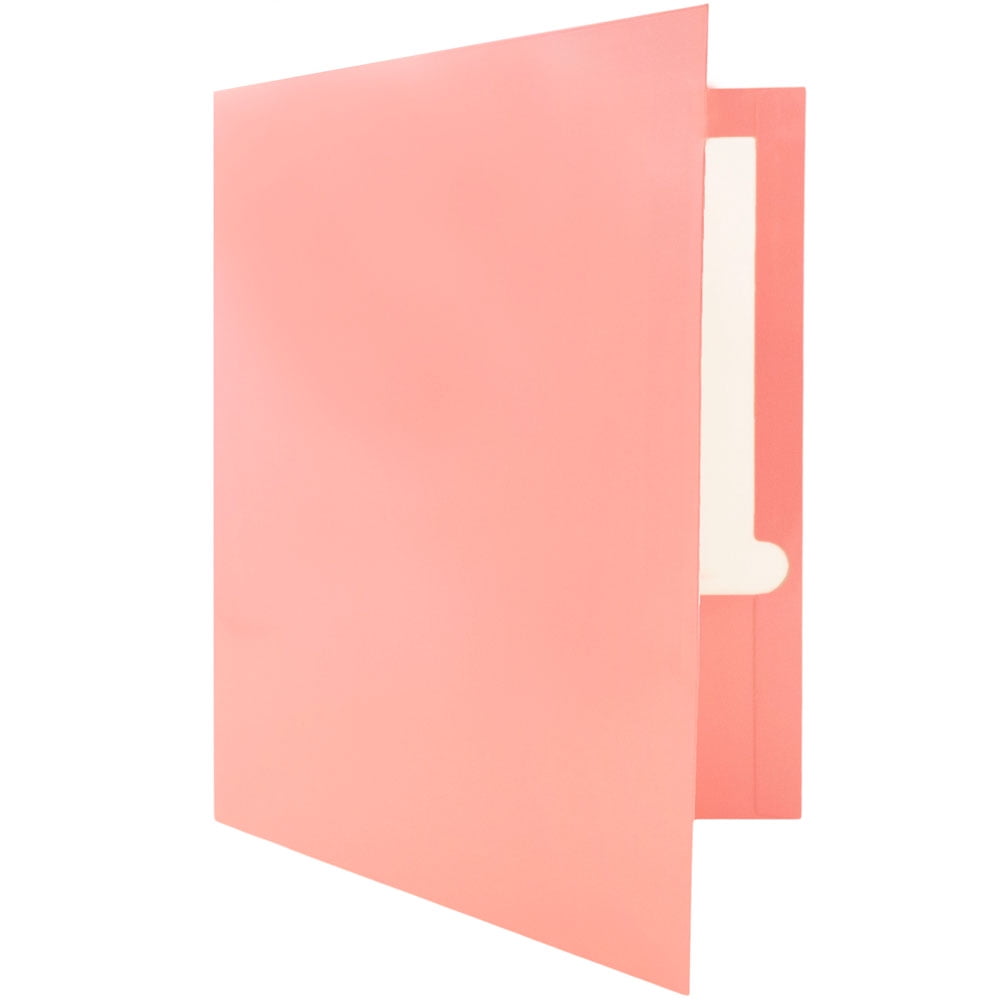 JAM Paper Glossy Two Pocket Folders, Baby Pink, 6 per Pack