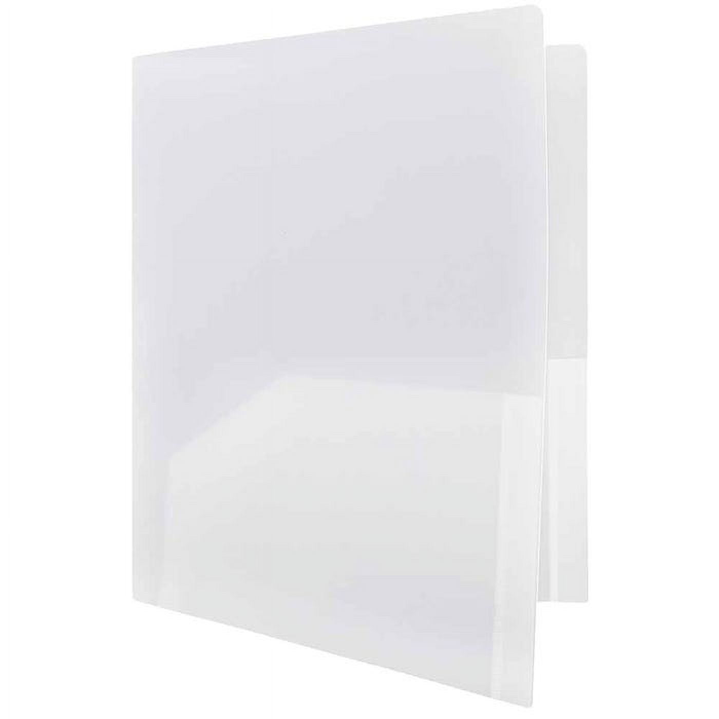 JAM Paper Plastic 2 Pocket Heavy Duty Folders, Clear, 9 x 12, 6 Pack