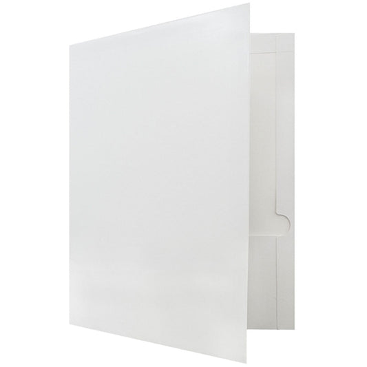 JAM Paper Glossy Two Pocket Folders, White, 25 per Pack