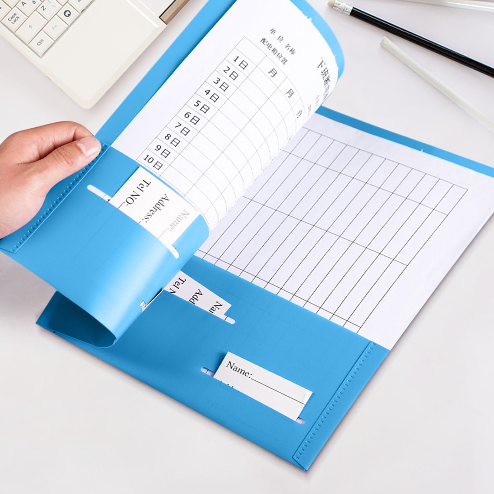 Jioakfa Plastic Folders With Pockets Heavy Duty Pocket Folders Letter Size File Folders For Documents Office School Blue 18.5 * 11.4 In