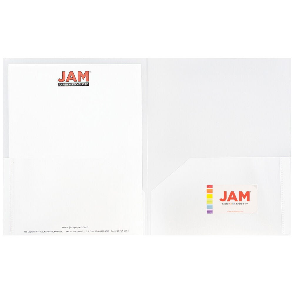 JAM Paper Plastic 2 Pocket POP Folders, School Folders, Clear, Bulk 144/Box