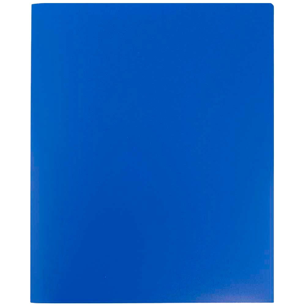 JAM Paper Heavy Duty Plastic 2 Pocket Extra Tough School Folders, Blue, Bulk 48/Pack