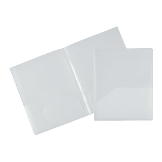 JAM Paper Heavy Duty Plastic Multi Pocket Folders, 4 Pocket Organizer, 9.5 x 11.625, Clear, 2/Pack