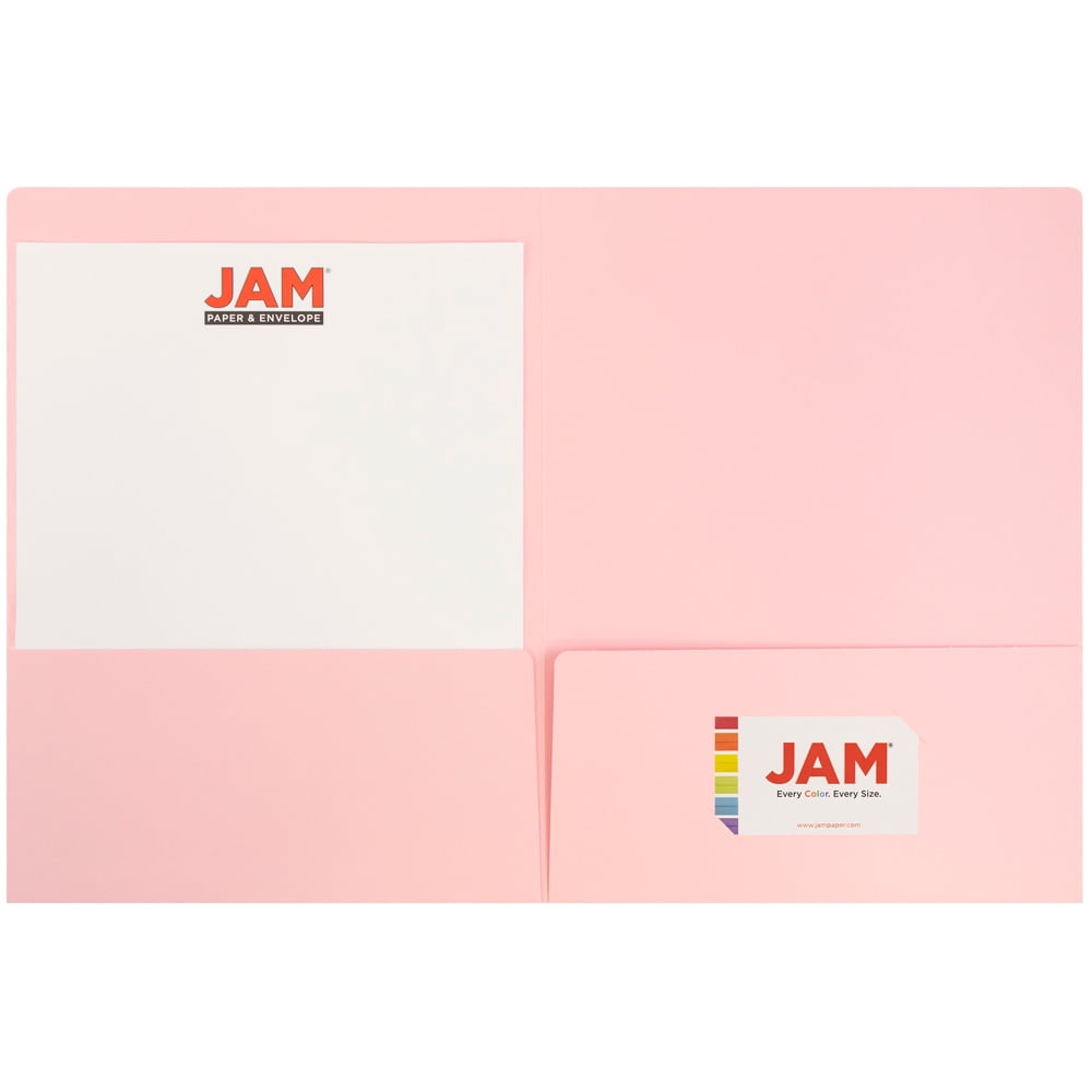 JAM Paper Matte Two Pocket Folders, Baby Pink, 50/Pack
