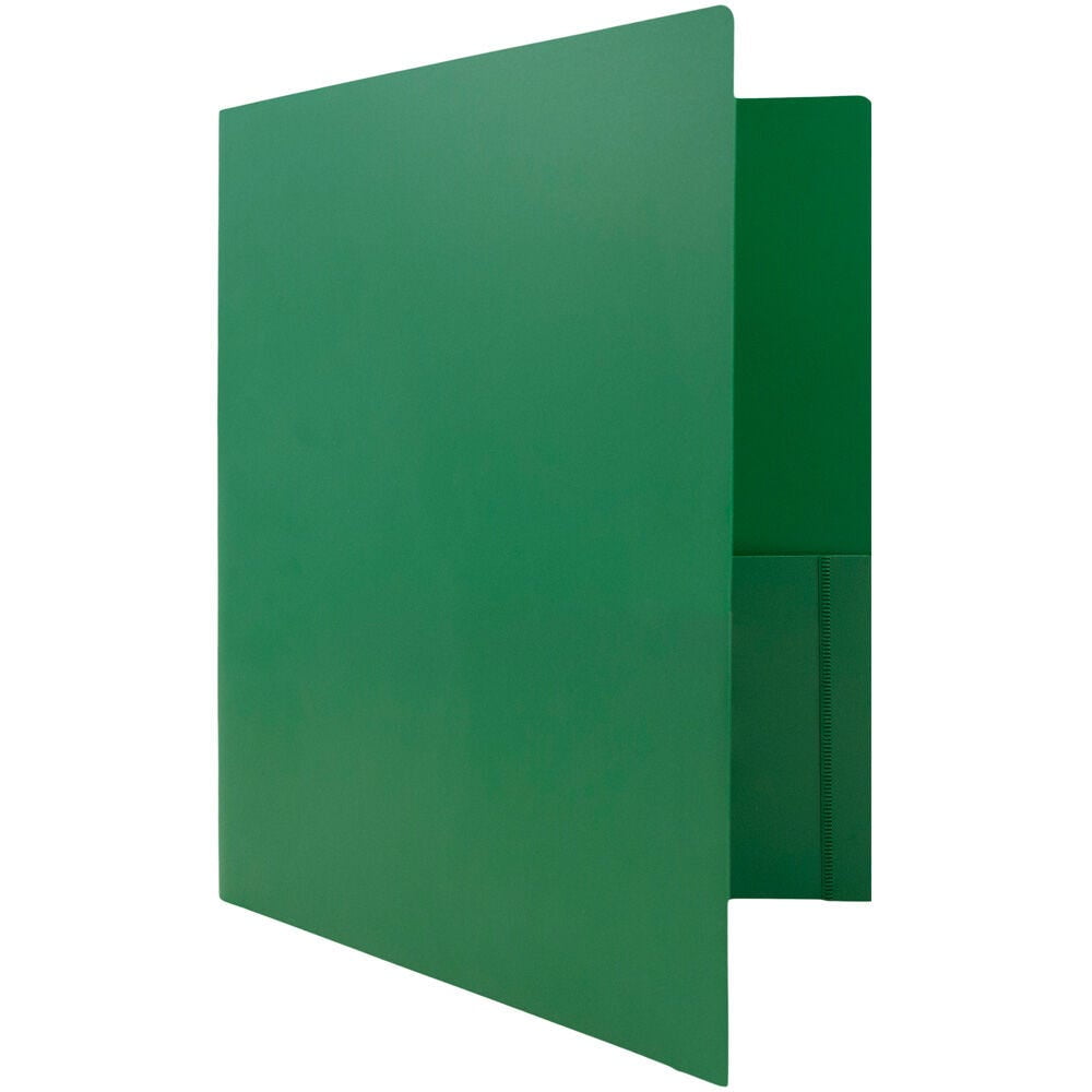 JAM Paper Heavy Duty Plastic 2 Pocket Extra Tough School Folders, Green, Bulk 144/Box
