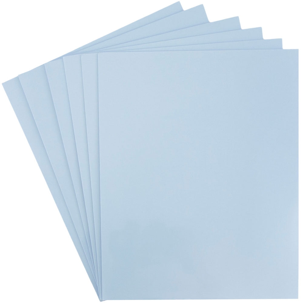 JAM Paper Glossy Two Pocket Folders, Baby Blue, 6/Pack