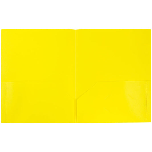 JAM Paper Plastic 2 Pocket School POP Folders, Yellow, 6 per Pack
