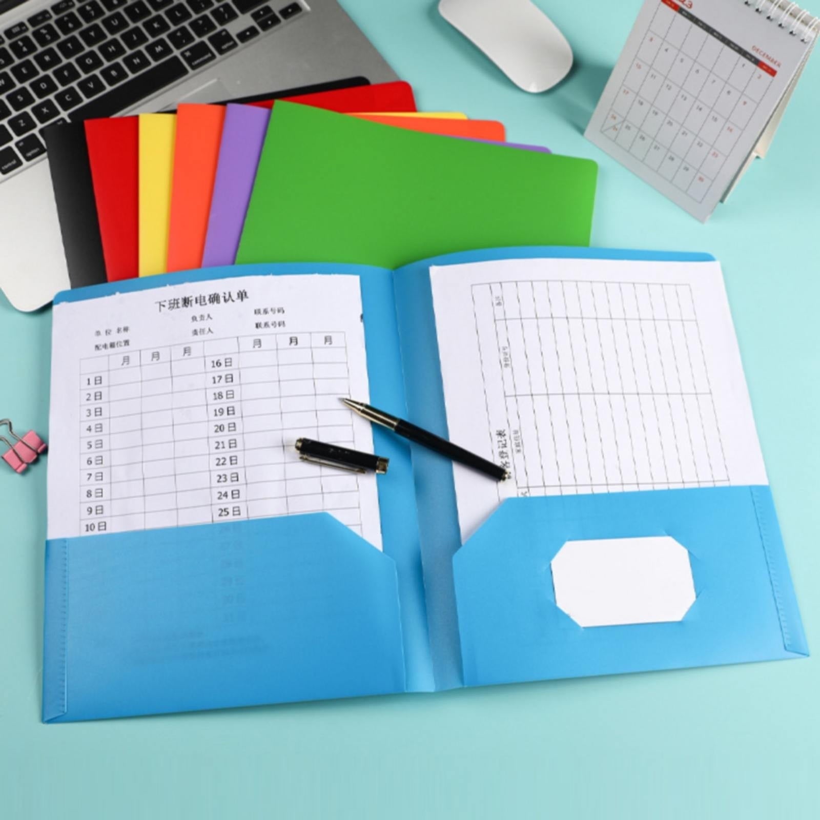 LKWLPD Plastic Folders with Pockets No Prongs Heavy Duty Plastic Two Pocket Folders Standard Letter Paper Folder 2 Business Card Folders Plastic Folders Green