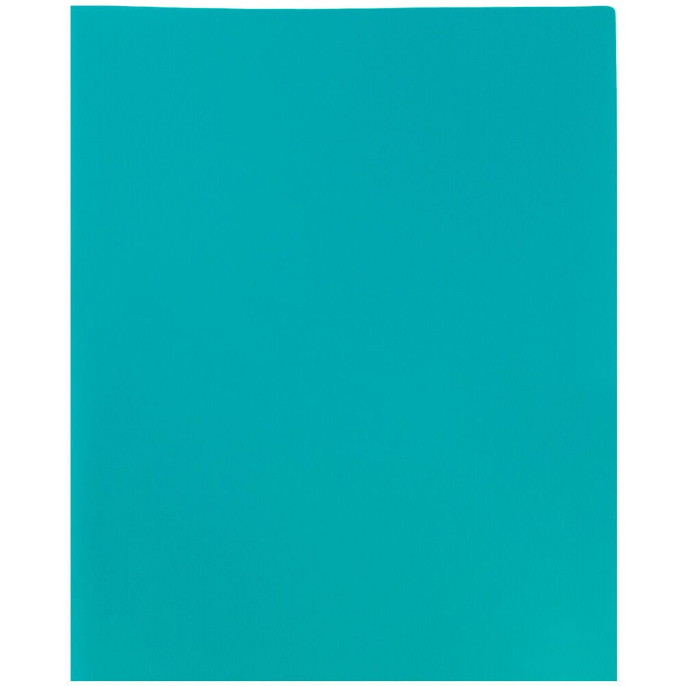 JAM Paper Plastic 2 Pocket POP Folders, School Folders, Teal Blue, Bulk 48/Pack