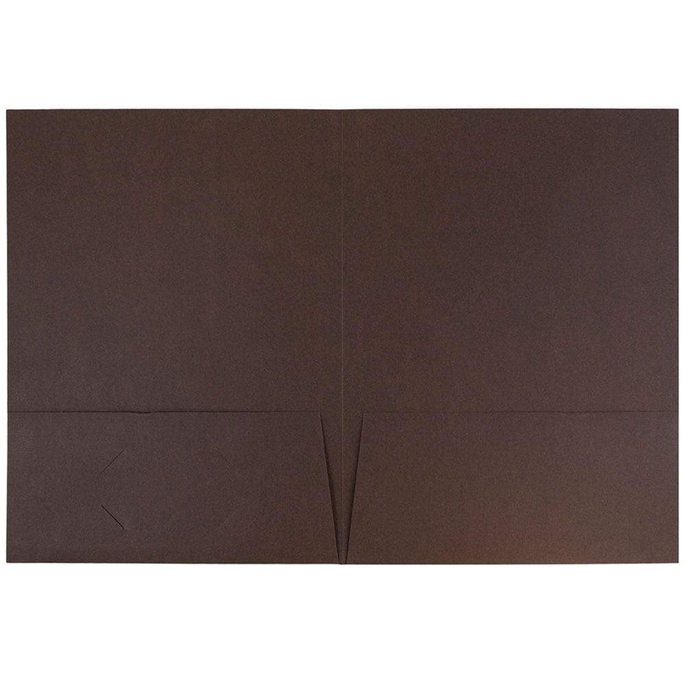 JAM Paper Linen Two Pocket Folders, Chocolate Brown, 6/Pack