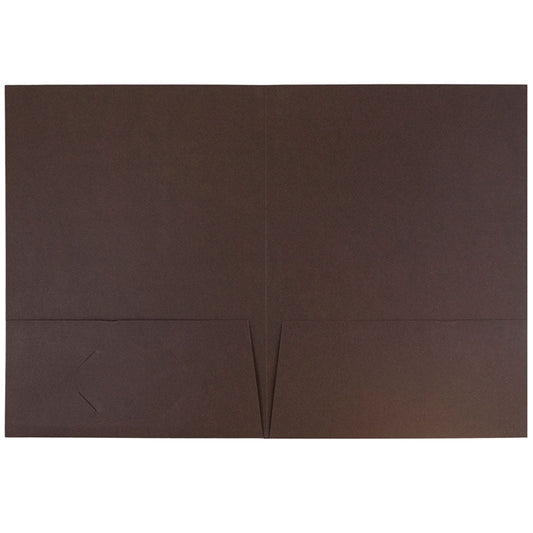 JAM Paper Linen Two Pocket Folders, Chocolate Brown, 6/Pack
