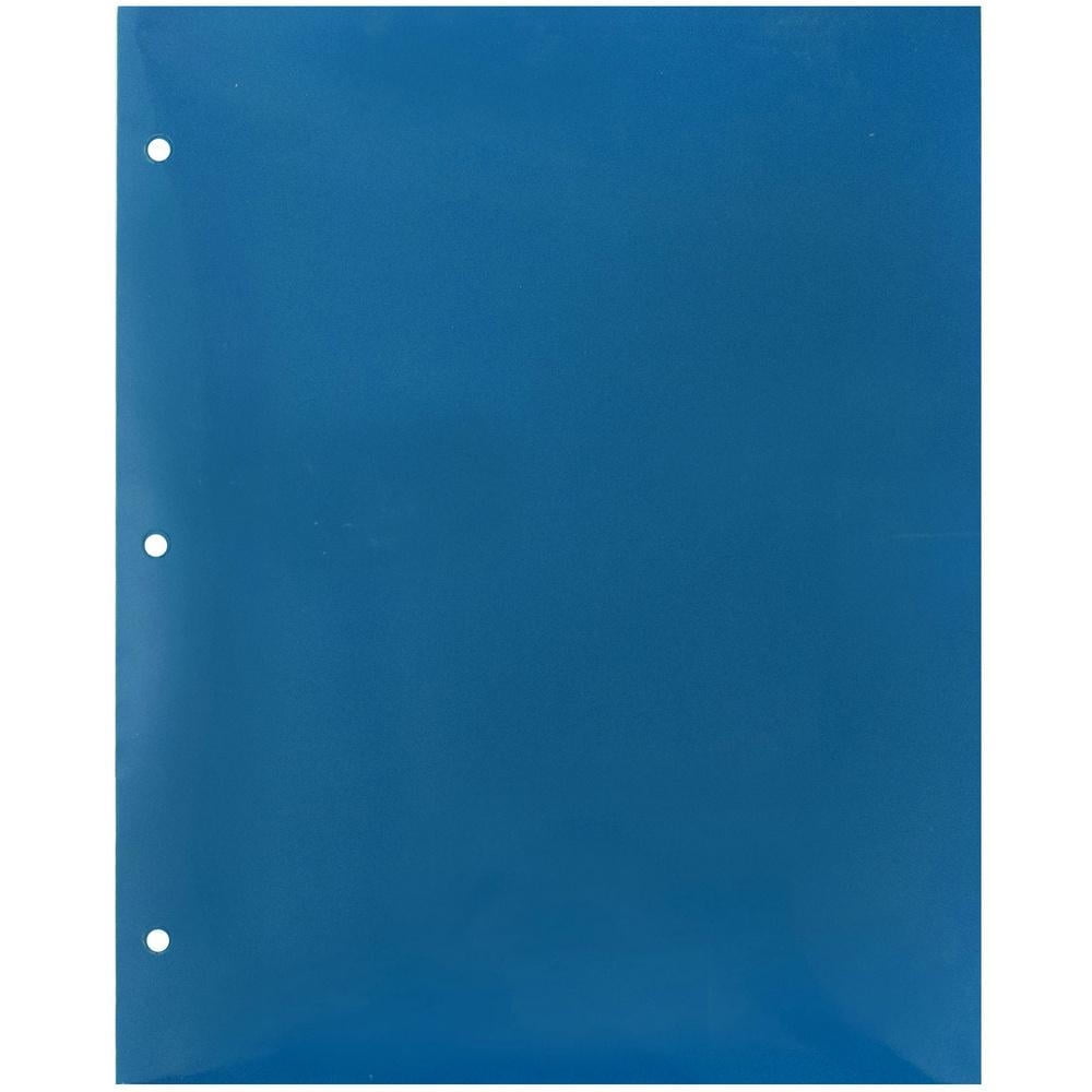 JAM Paper Glossy 3 Hole Punch Folders, Blue, 6 per Pack