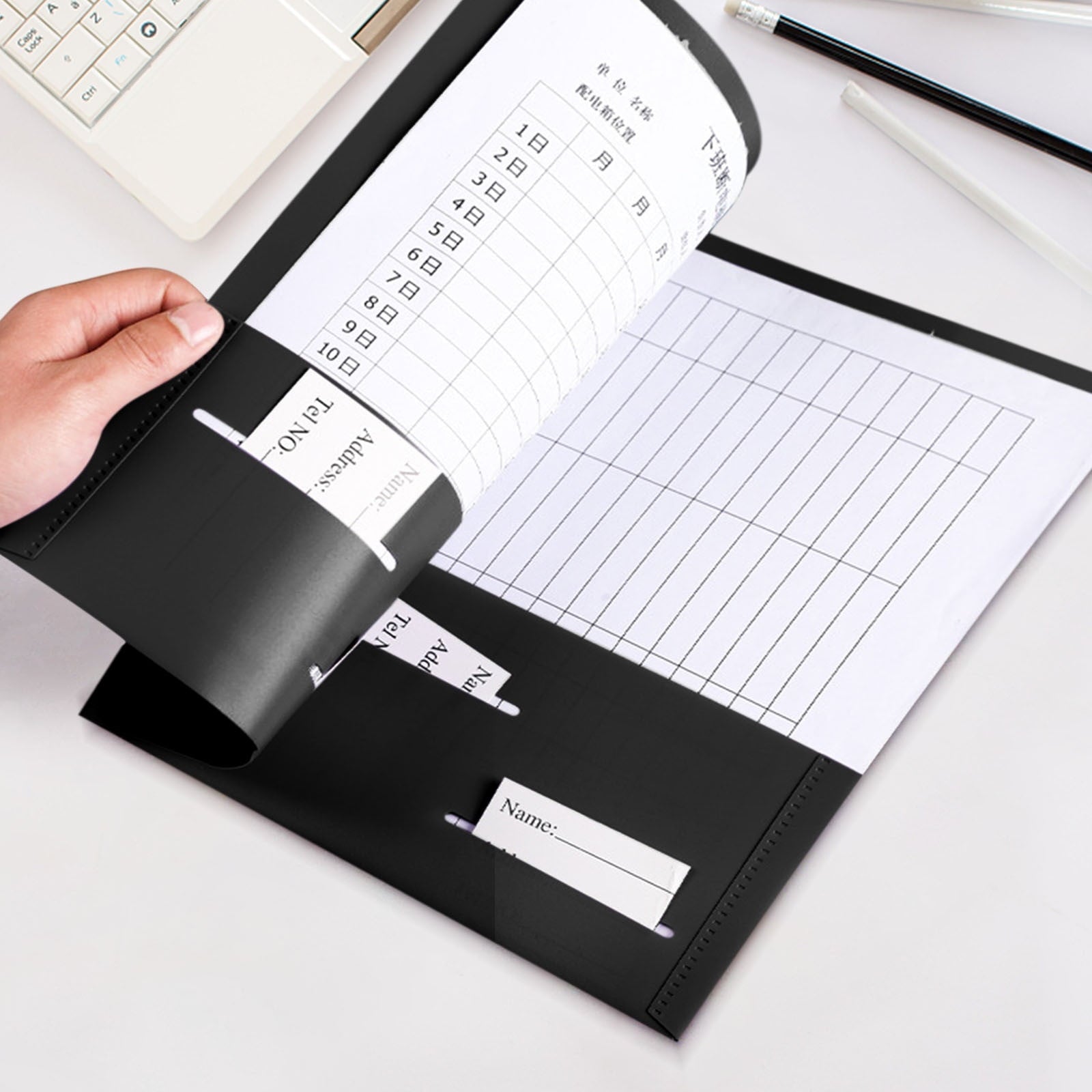 JMYHOAM School Supplies Plastic Folders with Pockets Heavy Duty Pocket Folders Letter Size File Folders for Documents Office School Students Gift, Black