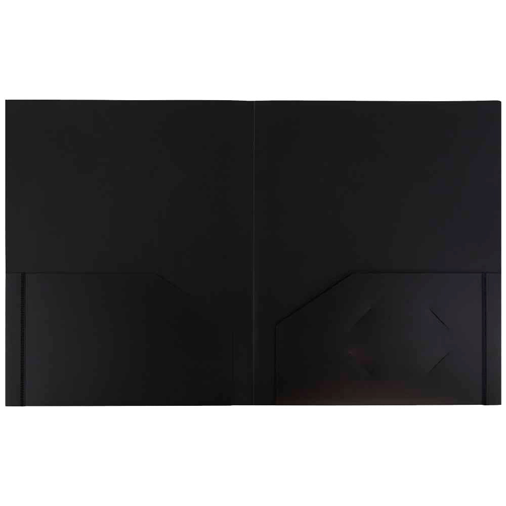 JAM Paper Heavy Duty Plastic 2 Pocket Presentation Folders, Black, 6 Pack