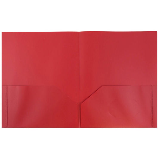 JAM Paper Plastic 2 Pocket POP Folders, School Folders, Red, Bulk 144/Box