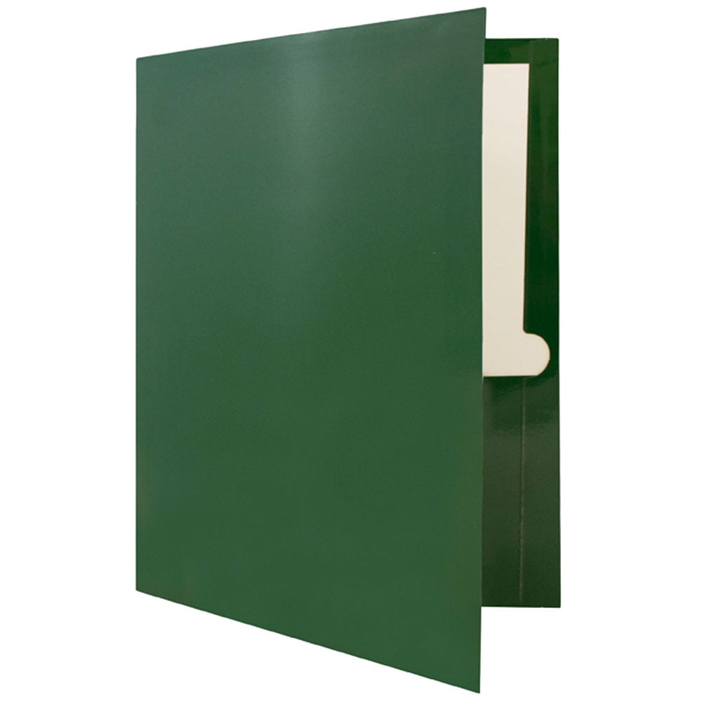 JAM Paper Glossy Two Pocket Folders, Green, 25 per Pack
