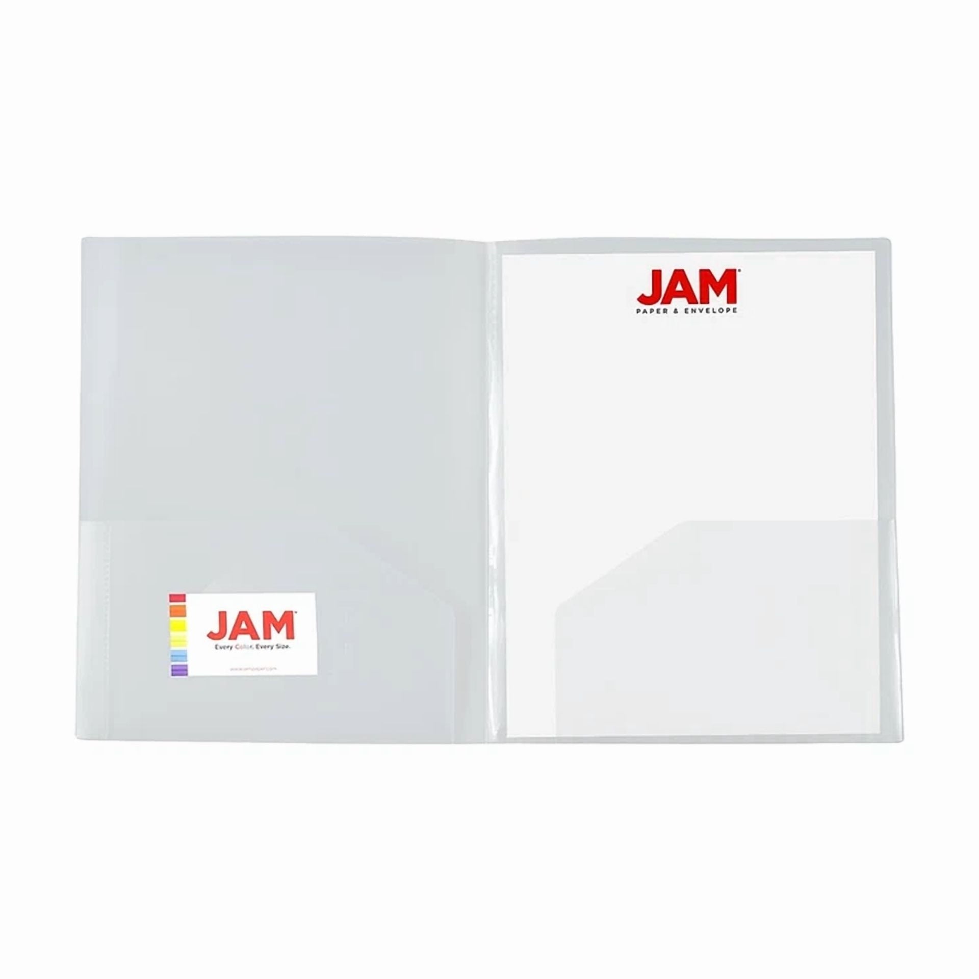 Jam Paper 4-Pocket Heavy Duty Folders Clear 2/Pack (389Mp4Cl) 389Mp4Cl