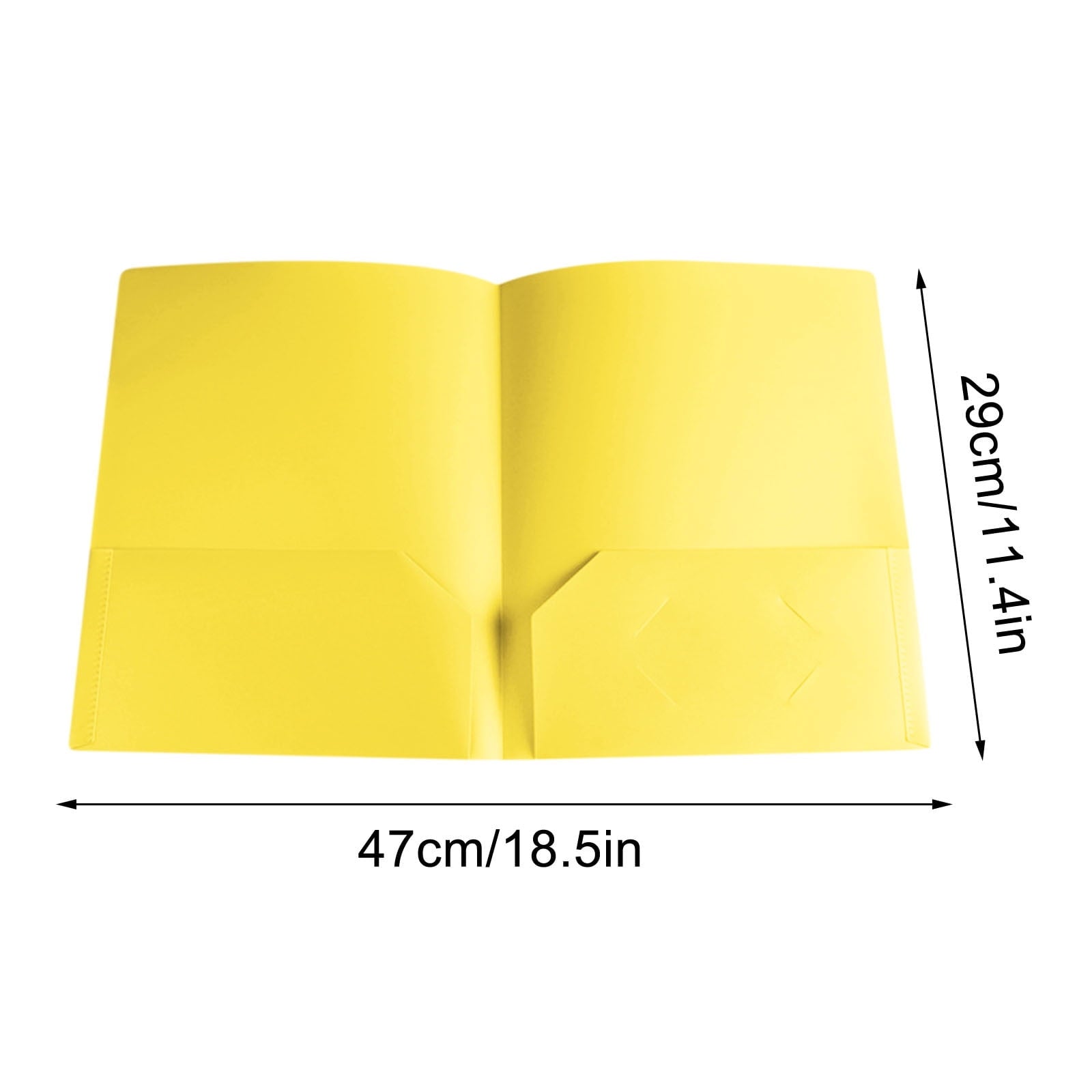 KeirineCC 1 PCS Plastic Folders with Pockets,12 Color Heavy Duty Two Pocket Folder Business Card Holder Fit Paper Bulk for Office Classroom Home Office & Business,18.5x11.4 Inches,Yellow