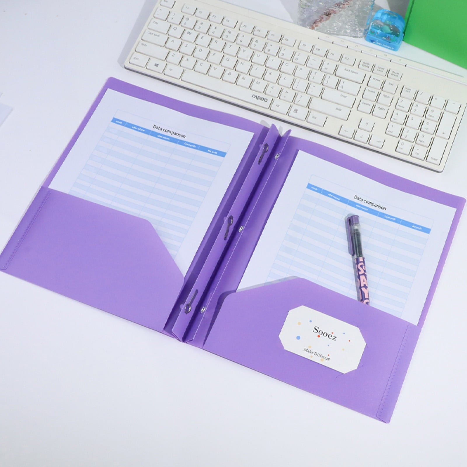 LKXGBMY 3-Prong 2-Pocket Poly Folder, 1Pack Plastic Folders with Pockets and Prong Holds Letter Size Paper, Plastic Pockets Folder for Office and Home, Green