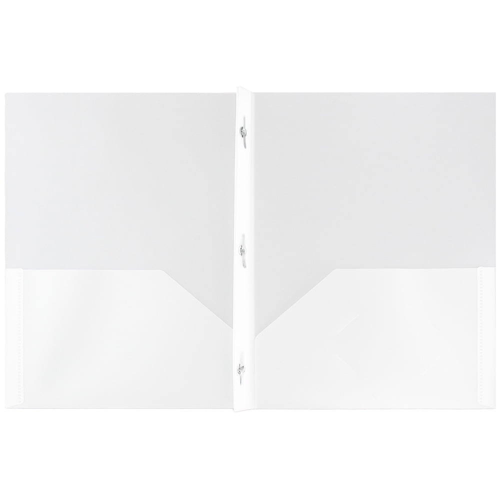 JAM Paper Plastic 2 Pocket School POP Folders with Metal Prongs Fastener Clasps, Clear, Bulk 96/Pack