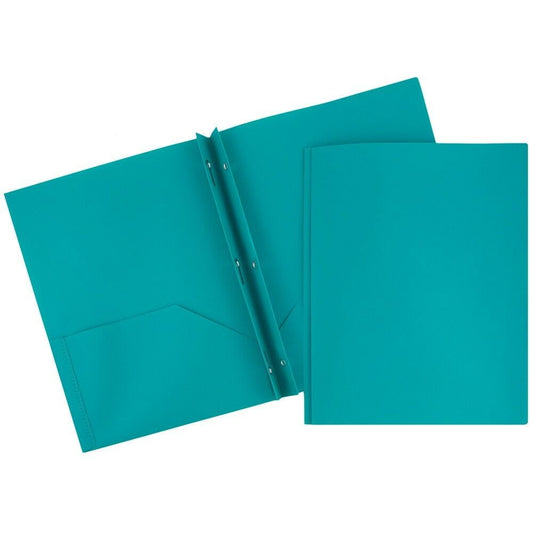 JAM Paper Plastic 2 Pocket POP Folders with Prongs Fastener Clasps, Assorted Fashion Colors, Bulk 48/Pack