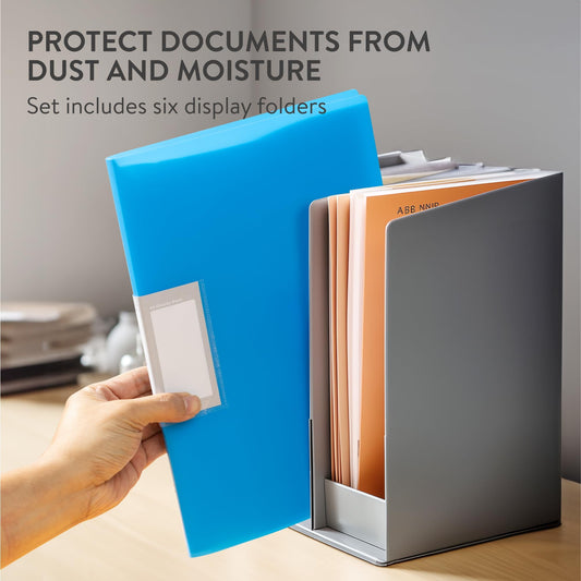 H&S A4 Display Folders - Set of 6 - Presentation Folder with 30 Plastic Sleeves - Document Display Book with Pockets - Assorted Colors - Black, Blue, Purple, Yellow, Orange, Pink