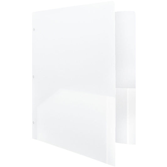 JAM Paper® Plastic Two Pocket 3 Hole Punched Presentation School Folder, Clear, 108/pack