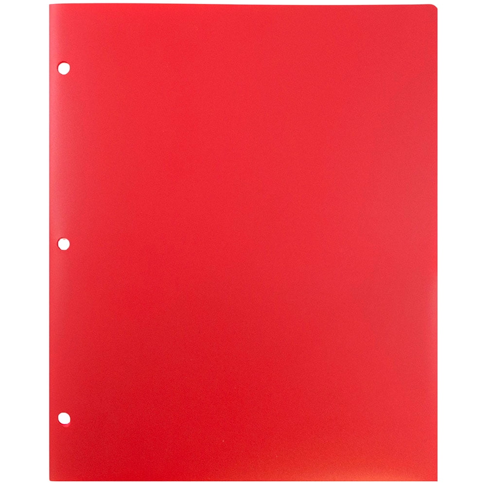 JAM Paper® Plastic Two Pocket 3 Hole Punched Presentation School Folder, Red, 108/pack