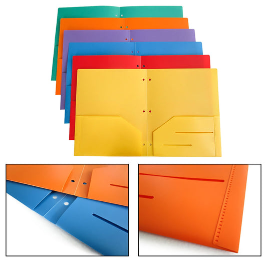 Fuderu Folders with Pockets, 1 Pack, Assorted Colors, Pocket Folders, Folders with Hole, 2 Pocket Folder, Folder with Pockets, Two Pocket Folder, for Office Students and School, Random Color