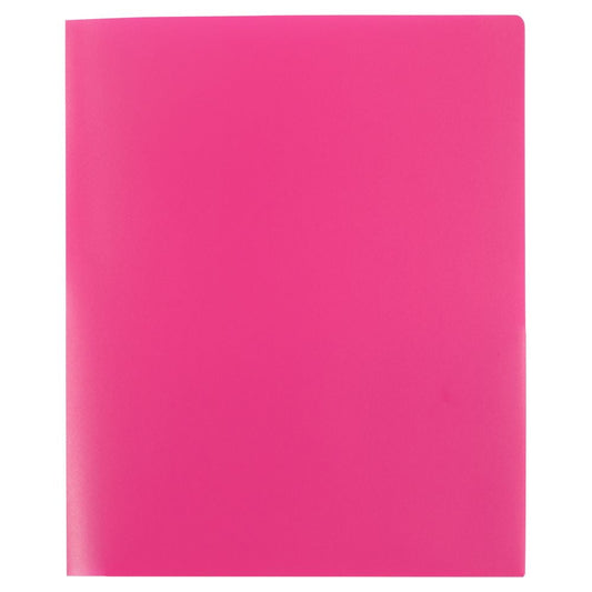 JAM Paper Heavy Duty Plastic Two Pocket Presentation Folders, Fuchsia Pink, 6 Pack
